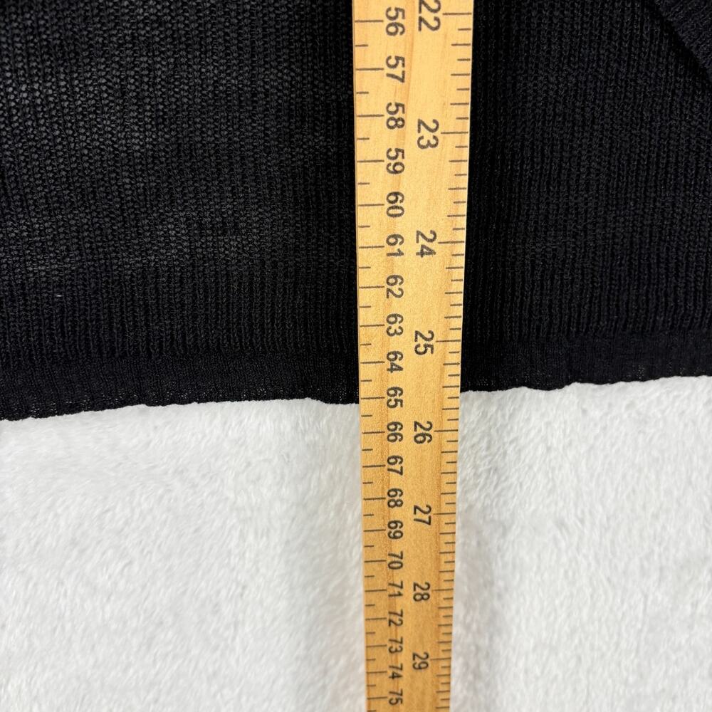 Eileen Fisher Sweater Large Organic Linen Tencel Black V Neck Boxy Quiet Luxury - Picture 7 of 9